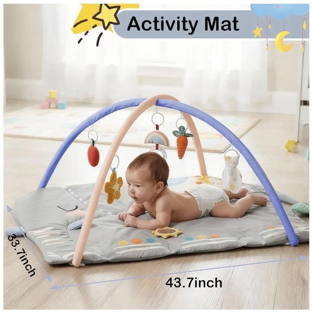 Baby Play Gym Tummy Time Mat‎ Oversize Elephant Activity Mat With 6 Detachable